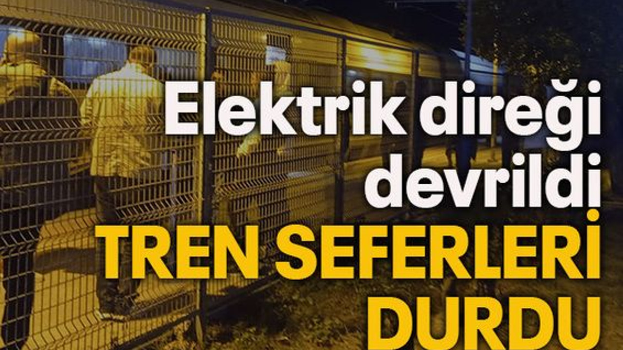 Elektrik direği devrildi tren seferleri durdu